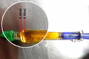 syringe detail of .05ml measurement 